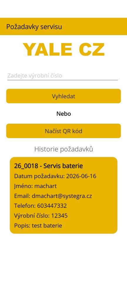 Mobilní aplikace Yale