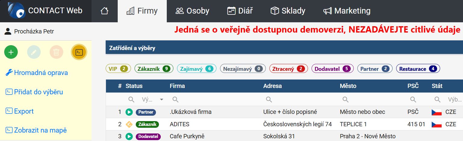 Firmy – akce