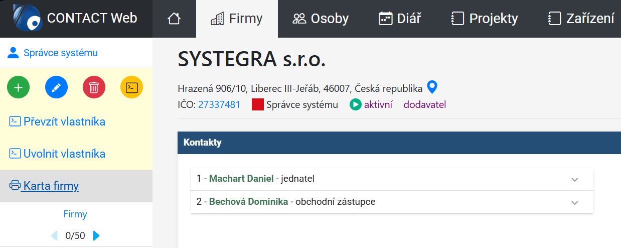 Firmy – tisk firemní karty